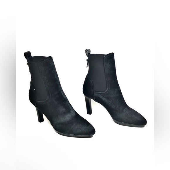 Aquatalia Black Calf Hair & Patent Ankle Boots Size 8 - Picture 6 of 16